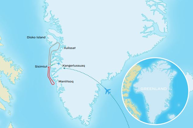 Маршрут тура «Хели-ски и экспедиция в Гренландии на частной яхте»