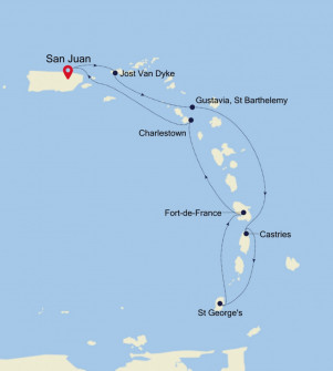 Маршрут круиза «Острова Карибского моря из Пуэрто Рико»