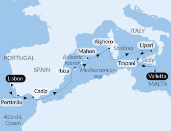 Маршрут круиза «Пиренейский полуостров и средиземноморские драгоценности»