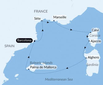 Маршрут круиза «Берега Средиземноморья»