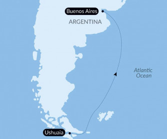 Маршрут круиза «Морской переход: Ушуайя - Буэнос-Айрес »