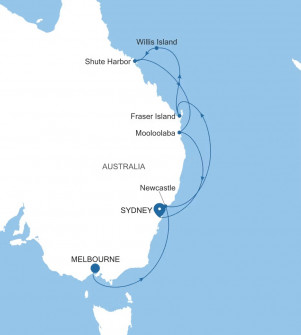 Маршрут круиза «Круиз по Австралии: Мельбурн - Сидней»