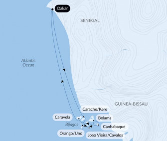 Маршрут круиза «Приключение на островах Бижагош»