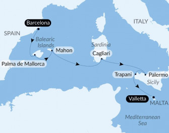 Маршрут круиза «Круиз по Средиземноморью: Сицилия, Сардиния и Майорка со Smithsonian Journeys»