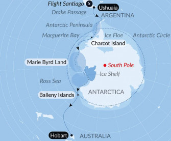 Маршрут круиза «Неизведанная Западная Антарктида между двумя континентами»