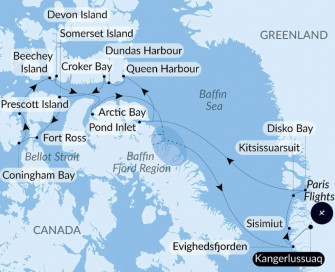 Маршрут круиза «Северо-Западный проход»