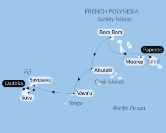 Маршрут круиза «Архипелаги южной части Тихого океана»