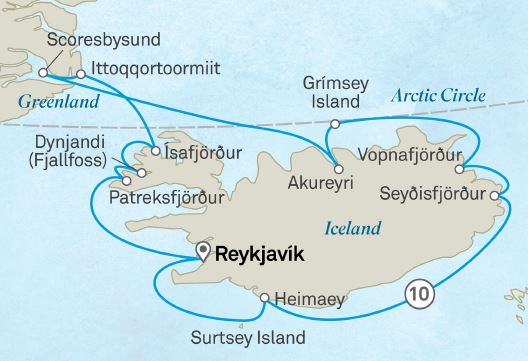 Маршрут тура «Вокруг Исландии и пересечение Полярного круга»