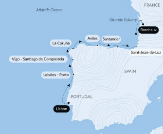 Маршрут круиза «Атлантическое побережье Европы с балетом Парижской оперы»