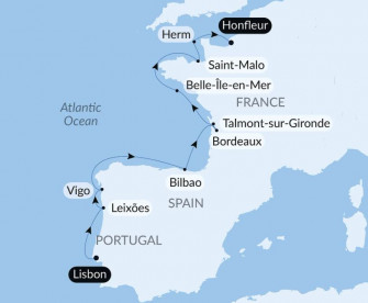 Маршрут круиза «Пиренейский полуостров и города Атлантики»