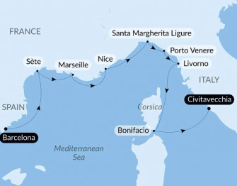 Маршрут круиза «Южная Франция и Итальянская Ривьера с Smithsonian Journeys»
