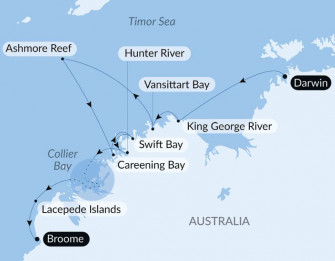 Маршрут круиза «Австралийский Кимберли»