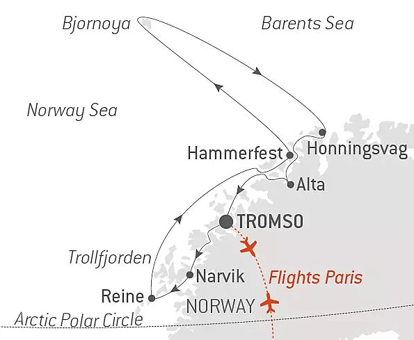 Маршрут тура «Лофотенские острова и зимние фьорды Норвегии»