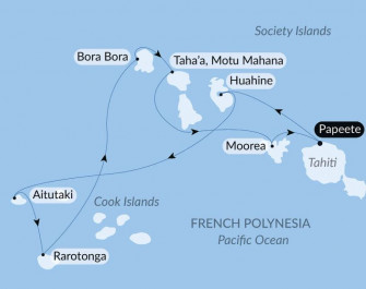 Маршрут круиза «Острова Кука и Острова Общества»