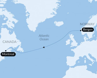 Маршрут круиза «Морской переход: Берген - Монреаль»