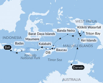 Маршрут круиза «Сокровища Индонезии и Восточного Тимора »