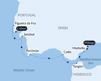 Маршрут круиза «Пиренейский полуостров и Марокко»