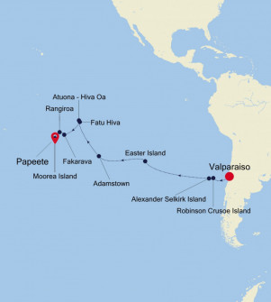 Маршрут круиза «Из Вальпараисо в Папеэте»