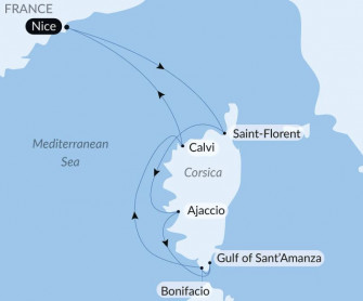 Маршрут круиза «Берега Корсики под парусом Le Ponant»