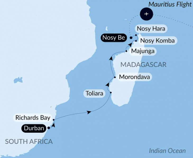 Маршрут тура «ЮАР, Мадагаскар и Маврикий»
