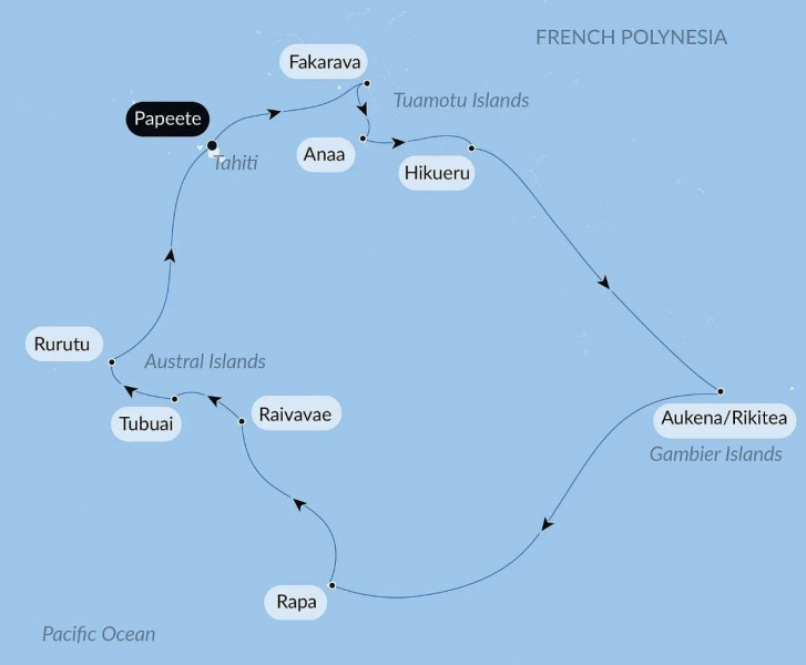 Маршрут тура «Французская Полинезия»