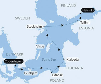 Маршрут круиза «Круиз по историческим городам Балтийского моря — с Smithsonian Journeys»
