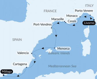 Маршрут круиза «Сокровища Западного Средиземноморья»