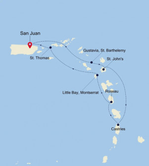 Маршрут круиза «Карибские острова»