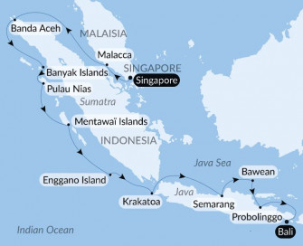 Маршрут круиза «Острова, города и вулканы Индонезии»