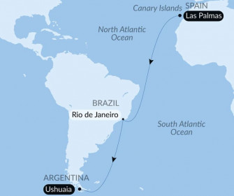 Маршрут круиза «Морской переход: Лас Пальмас - Ушуайя»
