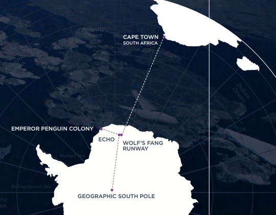 Маршрут тура «Южный полюс и колония императорских пингвинов. Роскошный Echo camp»