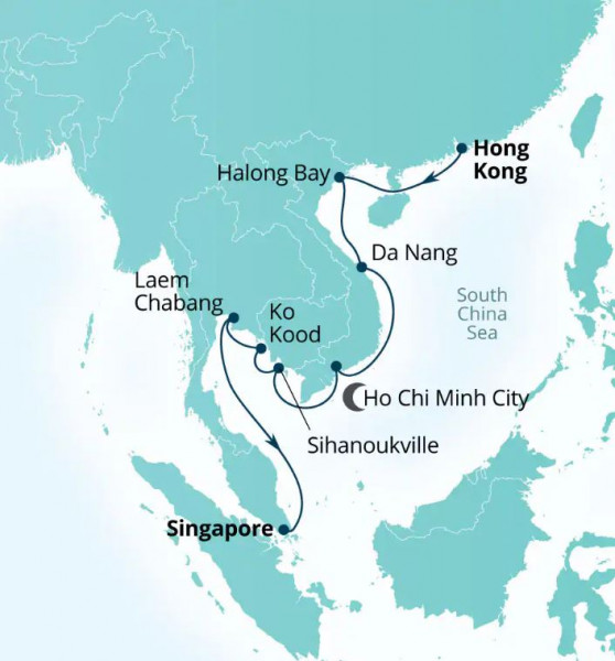 Маршрут тура «Жемчужины Юго-Восточной Азии»