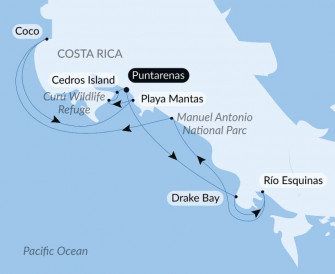 Маршрут круиза «Тихоокеанское побережье Коста-Рики»