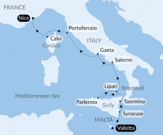 Маршрут круиза «Берега Италии и Остров Красоты»