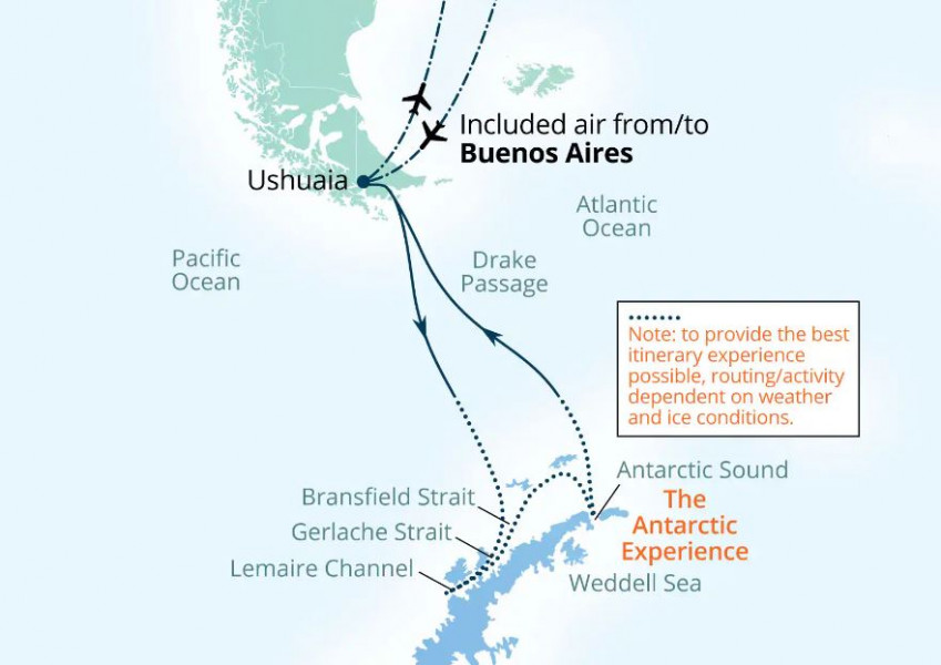 Маршрут тура «Круиз к Антарктическому полуострову»