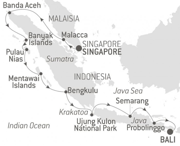 Маршрут тура «Круиз в Индонезию «ИНТРИГУЮЩАЯ ИНДОНЕЗИЯ»»