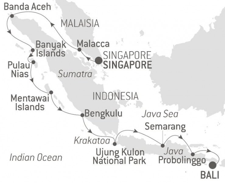 Маршрут тура «Новогодний круиз по Индонезии»