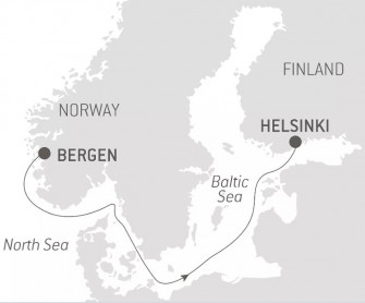Маршрут круиза «Морской переход из Бергена в Хельсинки»