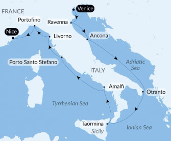 Маршрут круиза «Сокровища Итальянского побережья»
