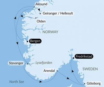Маршрут круиза «Круиз по норвежским фьордам – с Smithsonian Journeys»