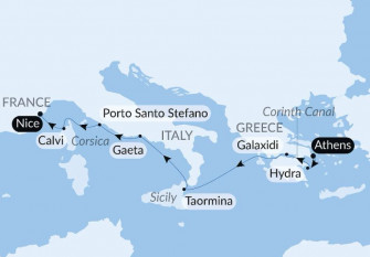 Маршрут круиза «Путешествие по Средиземноморью»