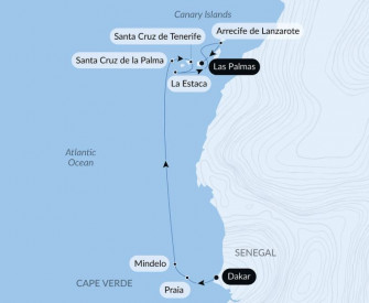 Маршрут круиза «Вулканические пейзажи Кабо-Верде и Канарских островов»