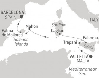 Маршрут круиза «Круиз по Средиземноморью: Сицилия, Сардиния и Майорка — с Smithsonian Journeys»
