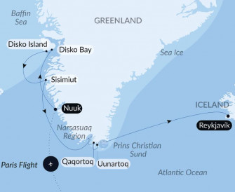 Маршрут круиза «Бухта Диско: знакомство с инуитами»