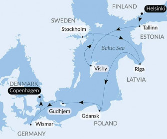 Маршрут круиза «Балтийские берега и ганзейские города»