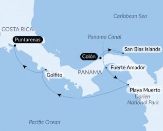 Маршрут круиза «Сокровища Центральной Америки и Панамский канал»