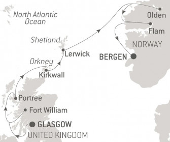 Маршрут круиза «Путешествие по Шотландским островам и норвежским фьордам - со Smithsonian Journeys»