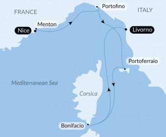 Маршрут круиза «Осенний отдых: Лазурный берег, Итальянская Ривьера и Корсика»
