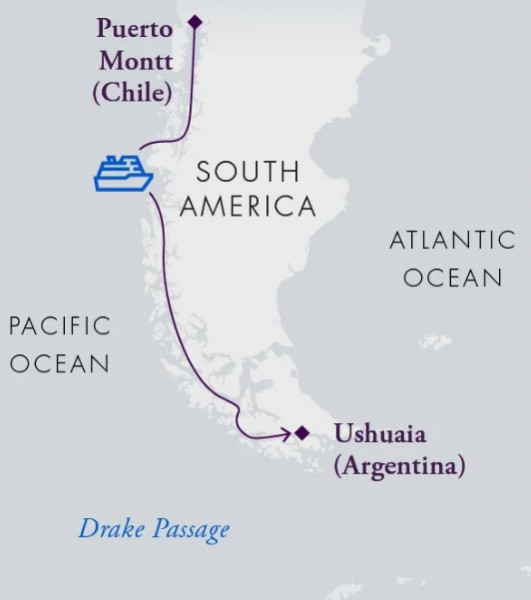 Маршрут тура «Патагония и фьорды Чили»