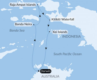 Маршрут круиза «Раджа-Ампат и Острова специй»